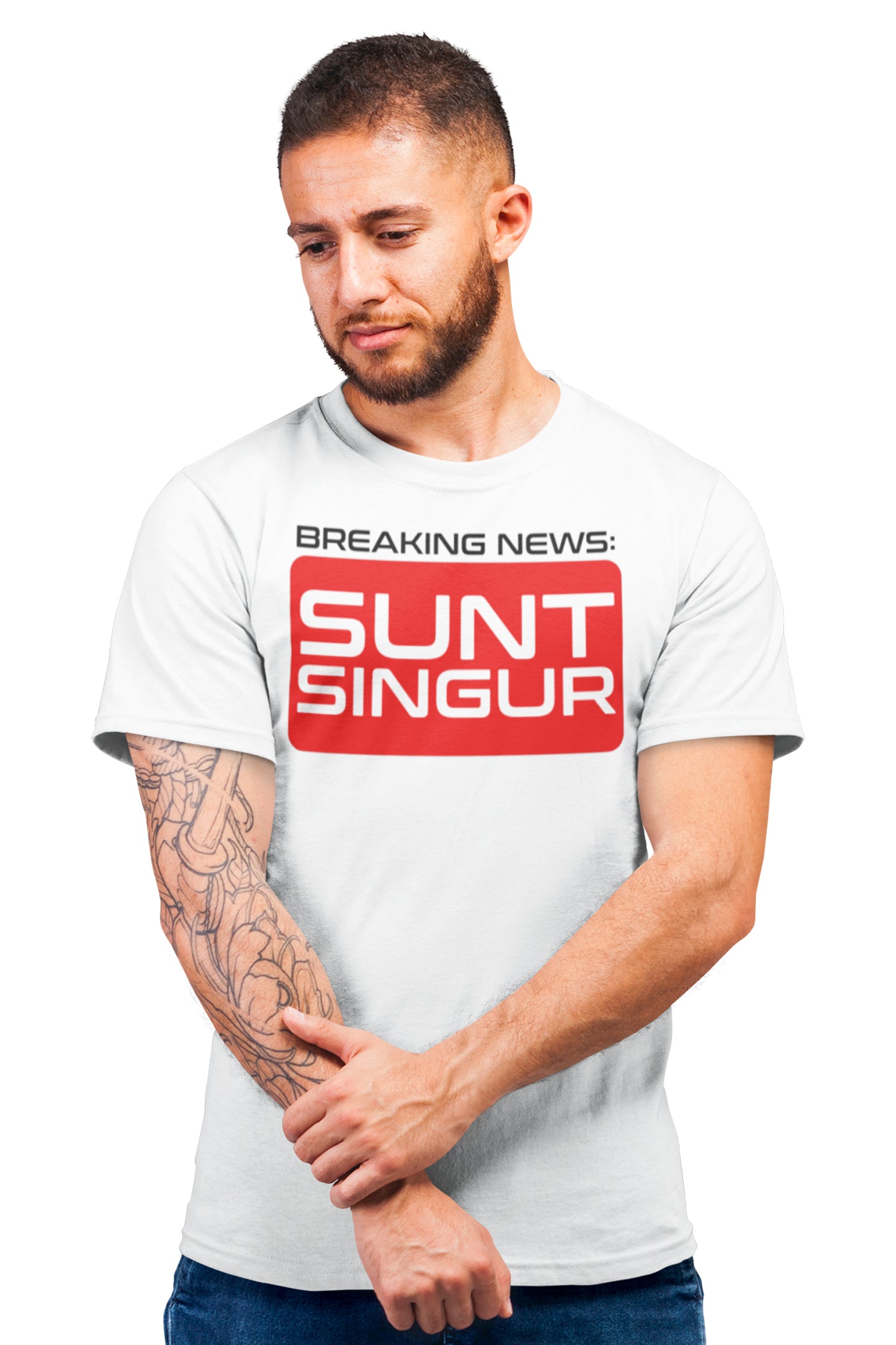 Tricou Sunt Singur Alb